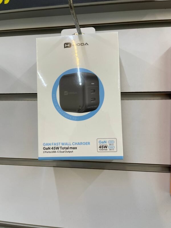 Hoda  45w GaN氮化鎵智慧方型雙孔電源供應器 快速充電器 充電頭 快充頭 PD QC BSM
